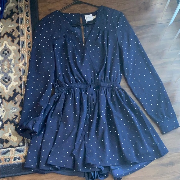 Princess Polly Other - Princess Polly navy polka dot romper / playsuit
